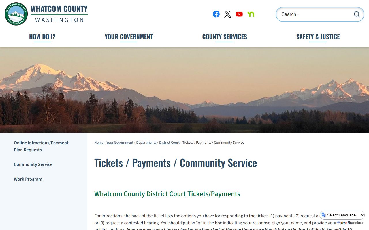 Bellingham Traffic Ticket Records Whatcom County Tickets and Payments page