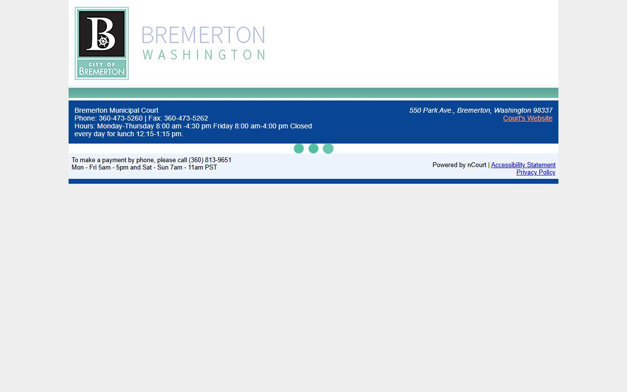 Bremerton Traffic Ticket Records payment portal