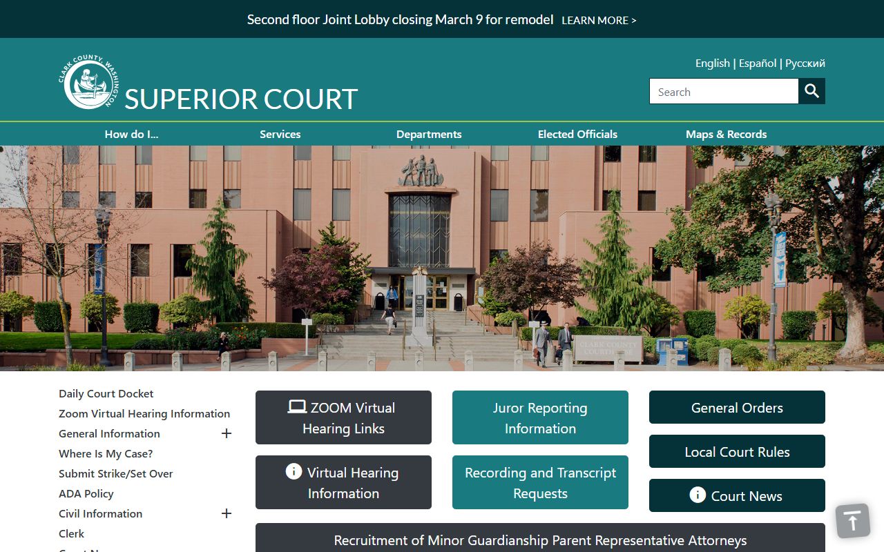 Camas Traffic Ticket Records Clark County Superior Court page