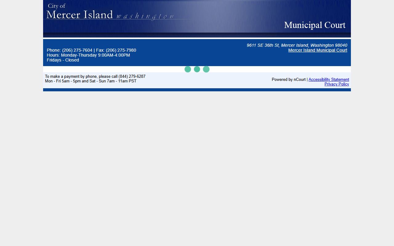 Mercer Island Traffic Ticket Records payment portal