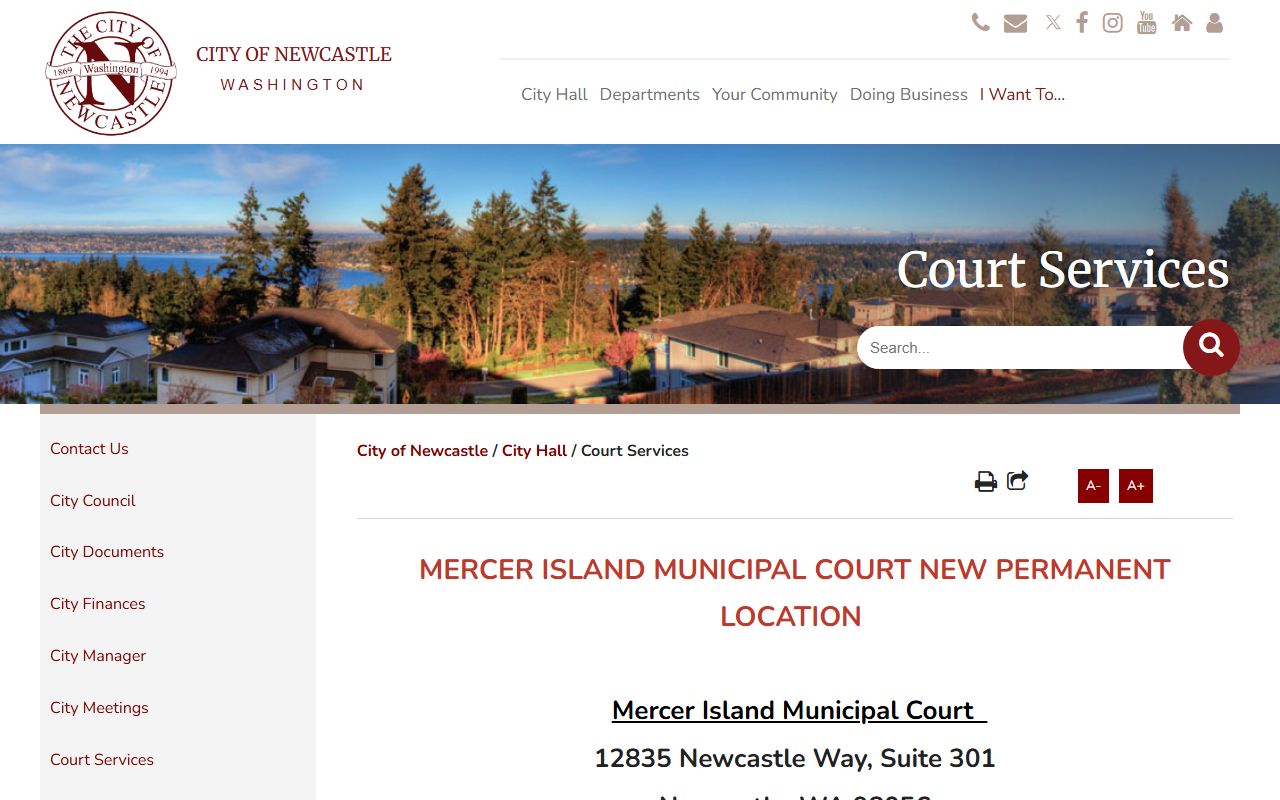 Mercer Island Traffic Ticket Records Newcastle contract court page