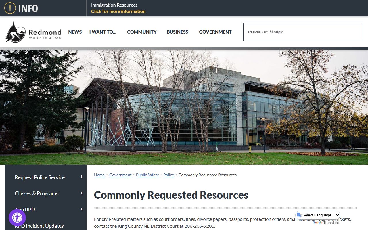 Redmond Traffic Ticket Records at Redmond municipal court resources
