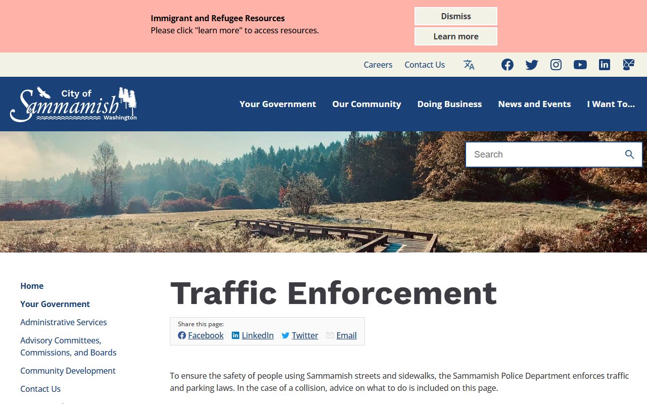 Sammamish Traffic Ticket Records traffic enforcement page