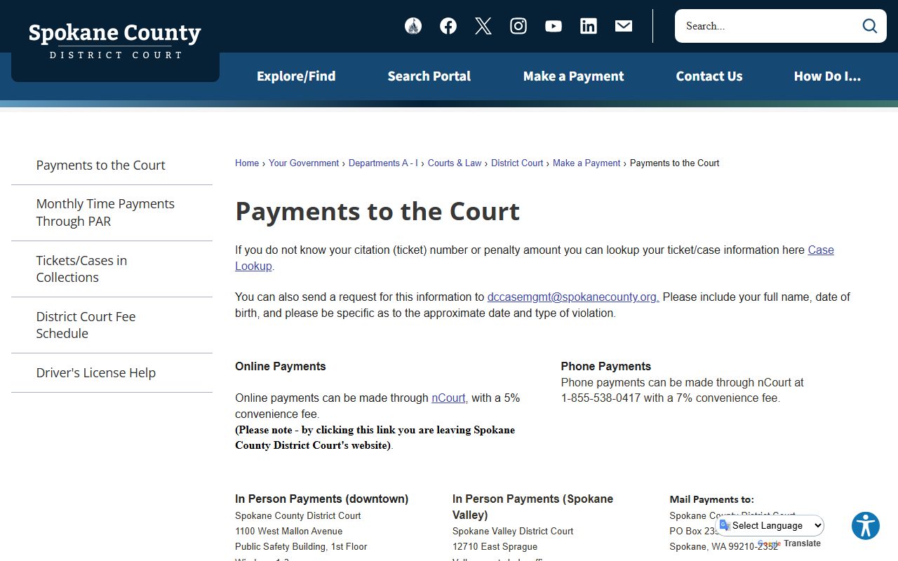Spokane Valley Traffic Ticket Records Spokane County court payments image