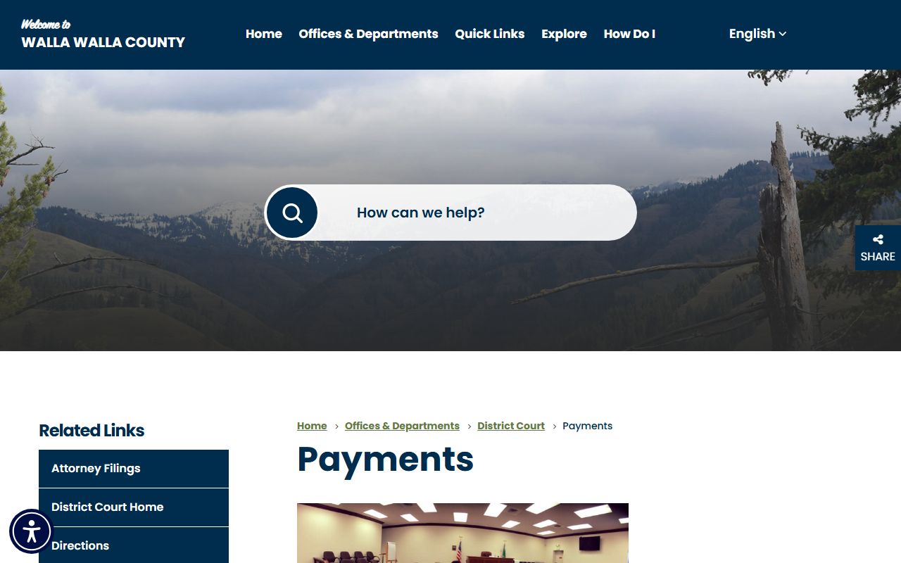 Walla Walla Traffic Ticket Records district court payments page