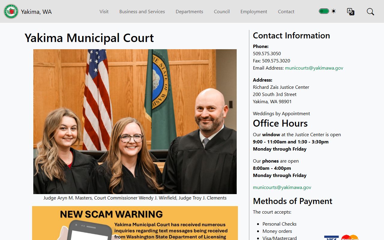 Yakima Traffic Ticket Records municipal court page