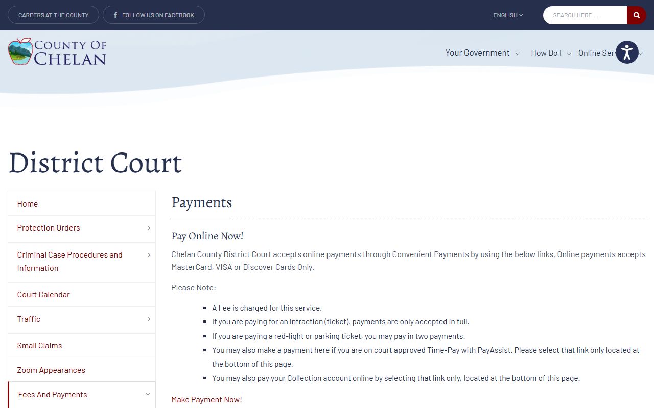 Chelan County Traffic Ticket Records district court payments page