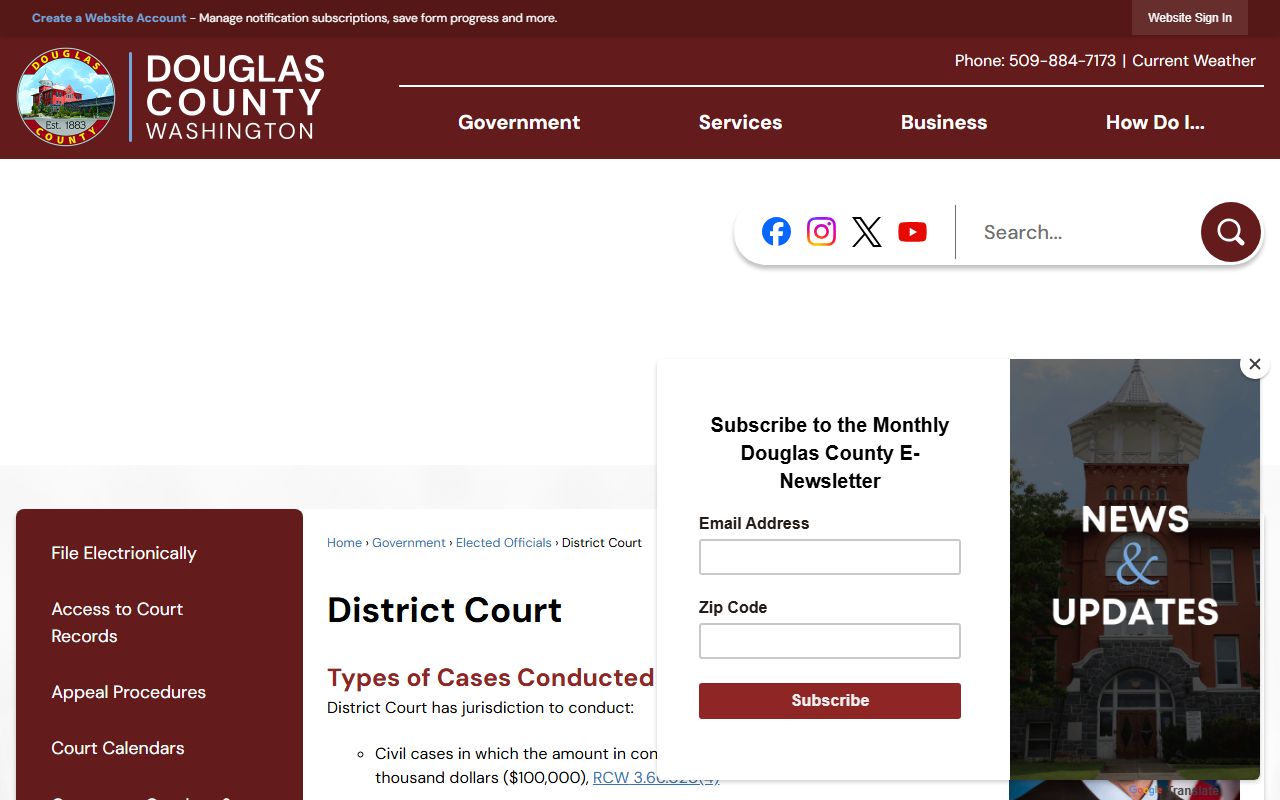 Douglas County Traffic Ticket Records district court page