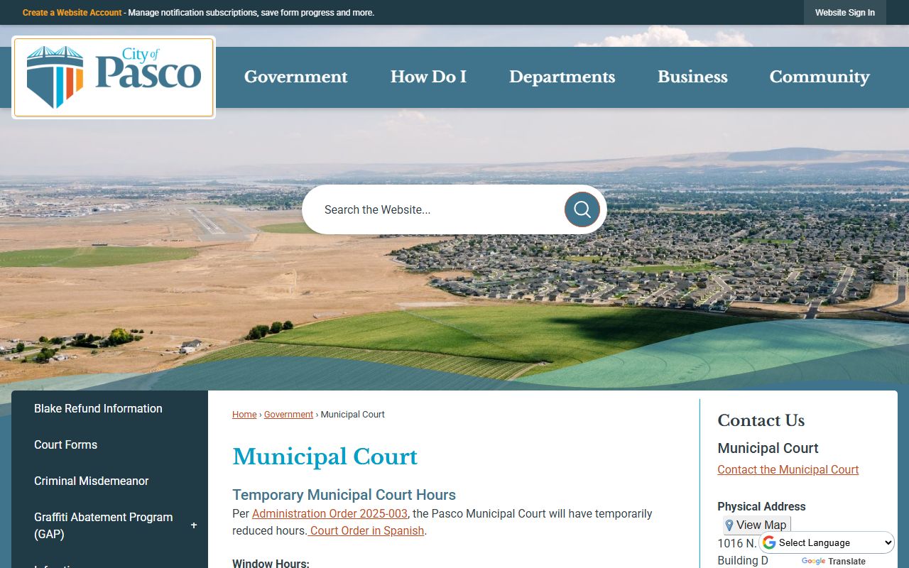Franklin County Traffic Ticket Records Pasco Municipal Court page