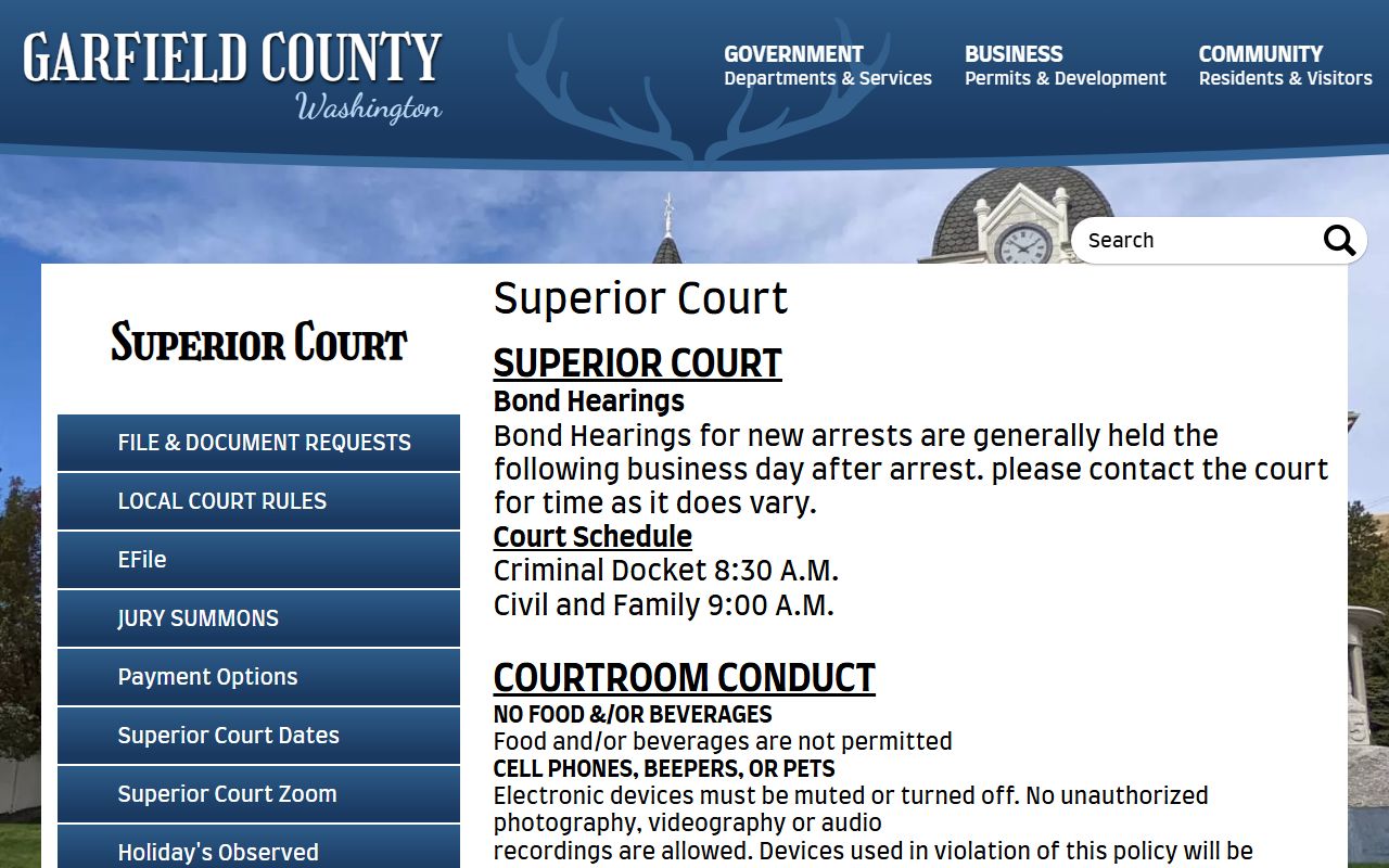Garfield County Traffic Ticket Records Garfield County Superior Court page
