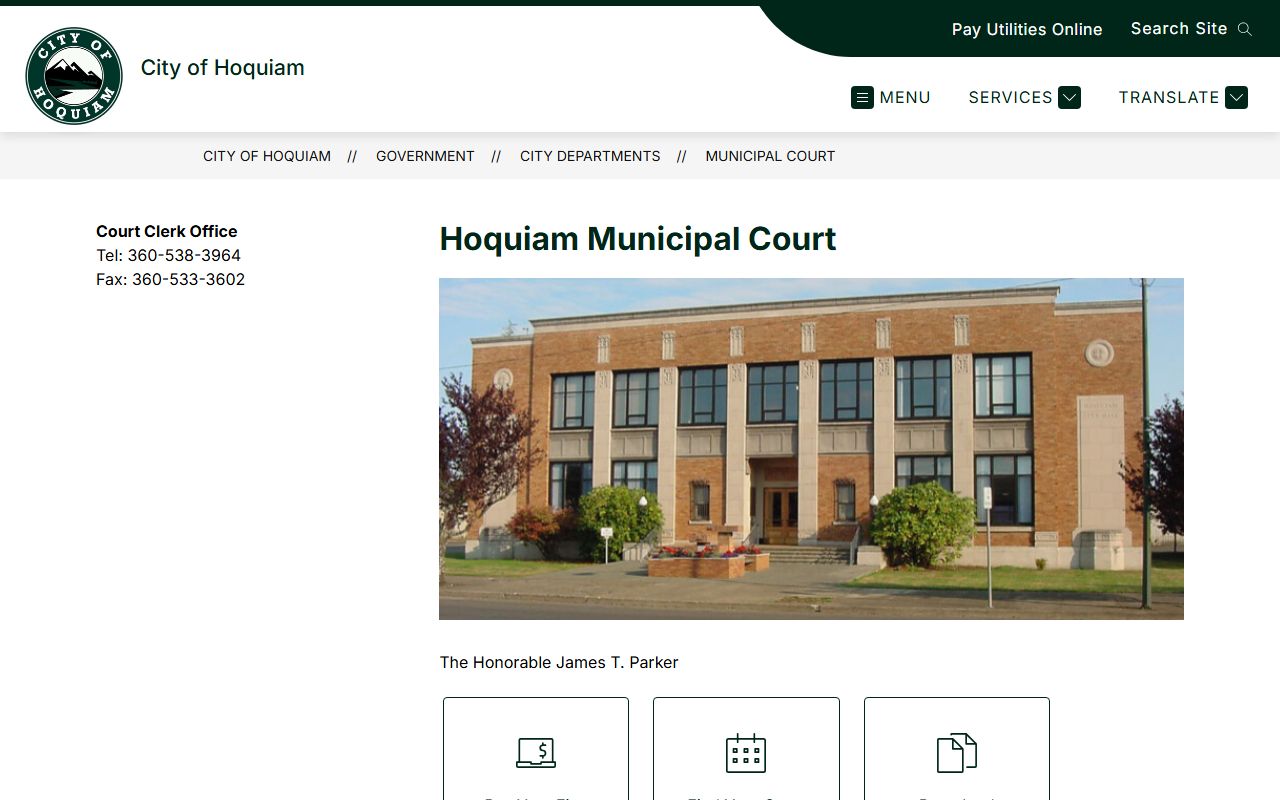 Grays Harbor County Traffic Ticket Records Hoquiam Municipal Court page