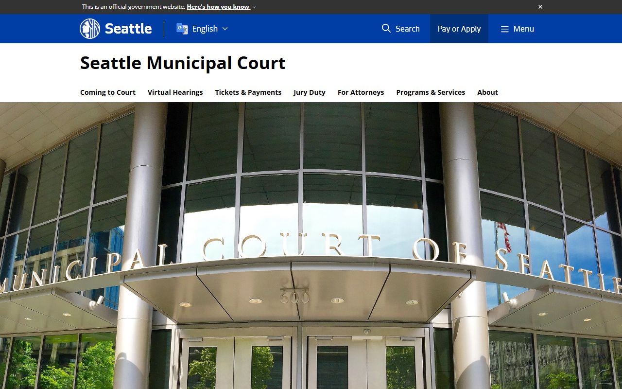 King County Traffic Ticket Records Seattle Municipal Court page