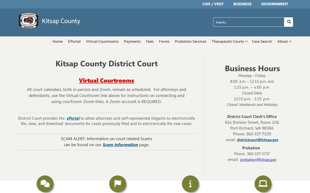 Kitsap County Traffic Ticket Records District Court page