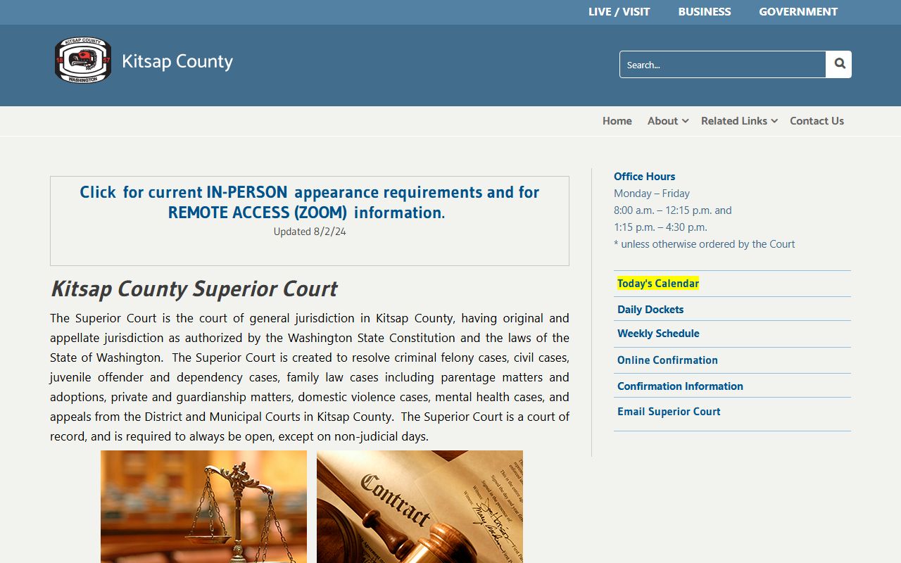 Kitsap County Traffic Ticket Records Superior Court page