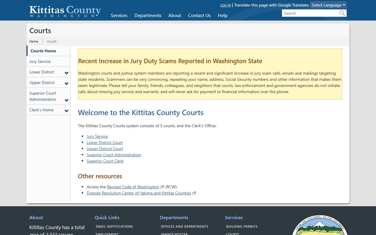 Kittitas County Traffic Ticket Records county courts overview