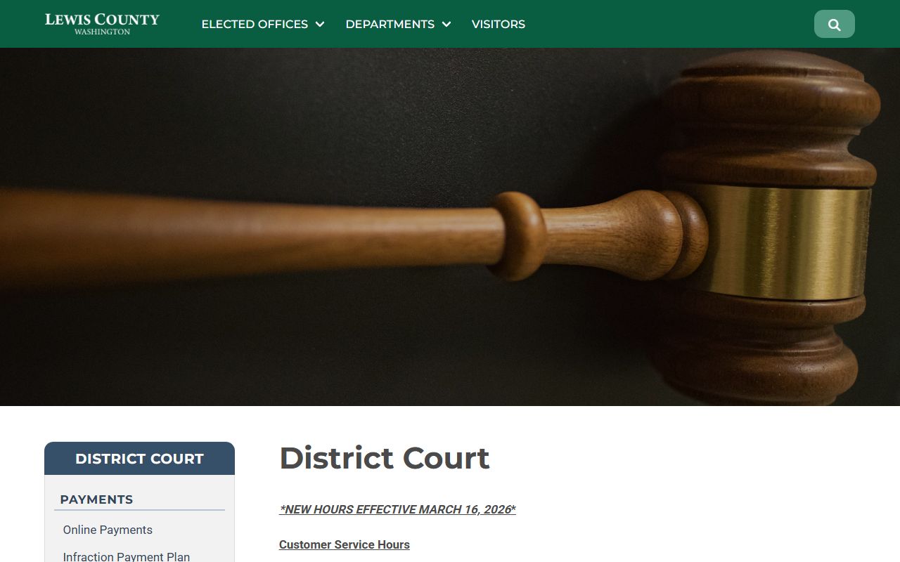 Lewis County Traffic Ticket Records district court page