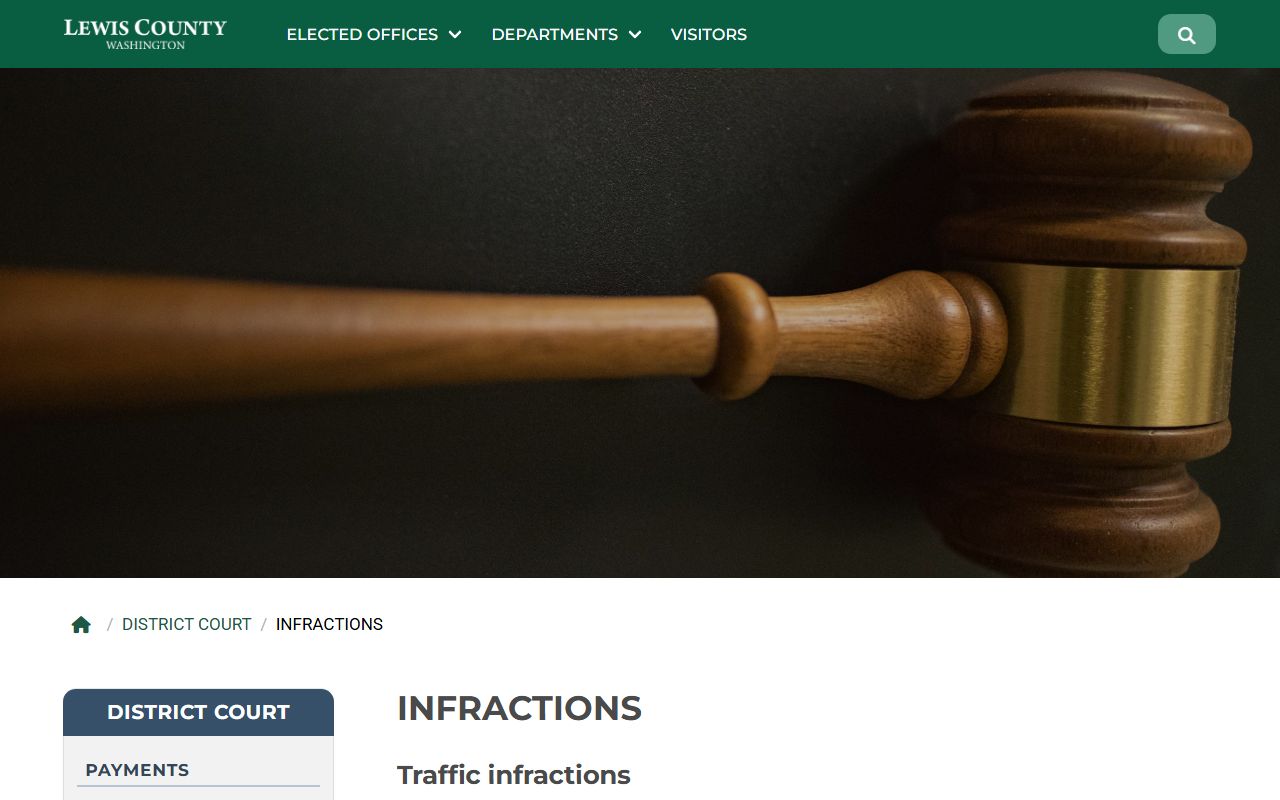Lewis County Traffic Ticket Records traffic infractions page