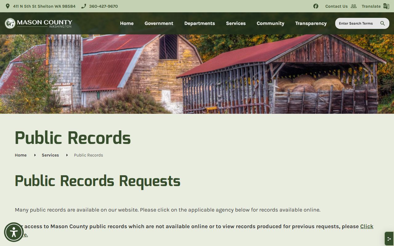 Mason County Traffic Ticket Records public records page