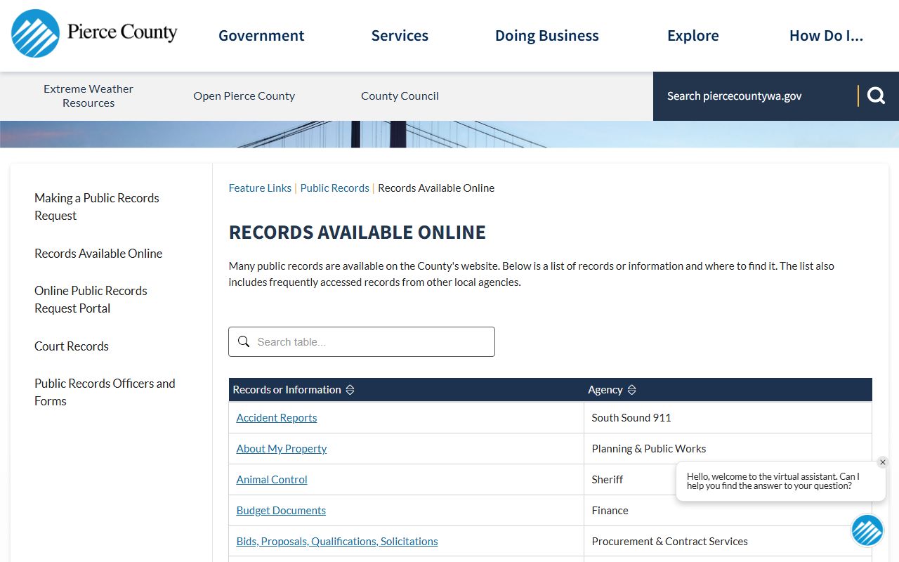 Pierce County Traffic Ticket Records records available online page