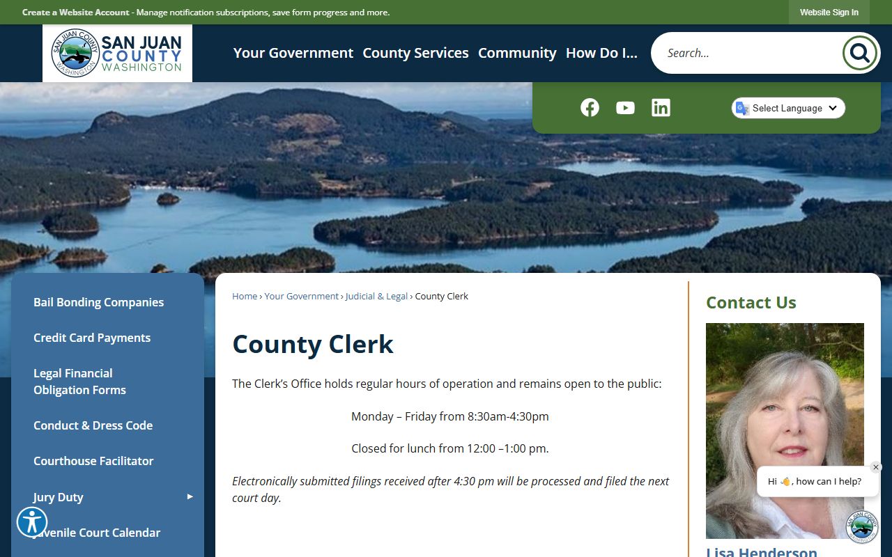 San Juan County Traffic Ticket Records clerk page