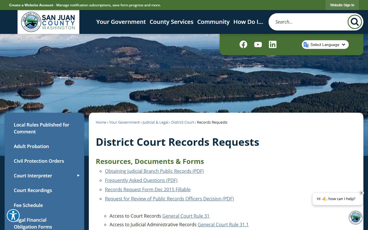 San Juan County Traffic Ticket Records records requests page