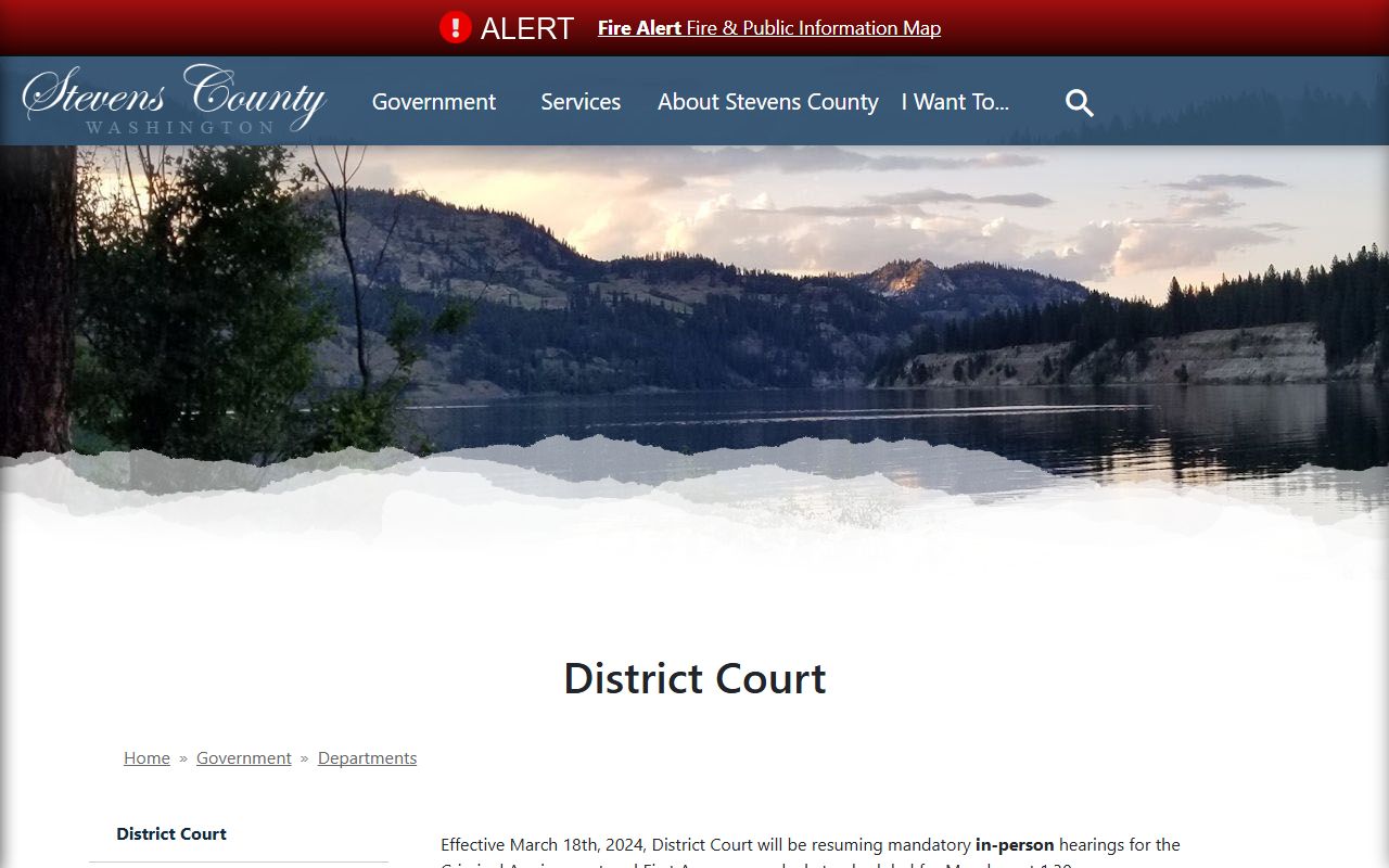Stevens County Traffic Ticket Records district court page